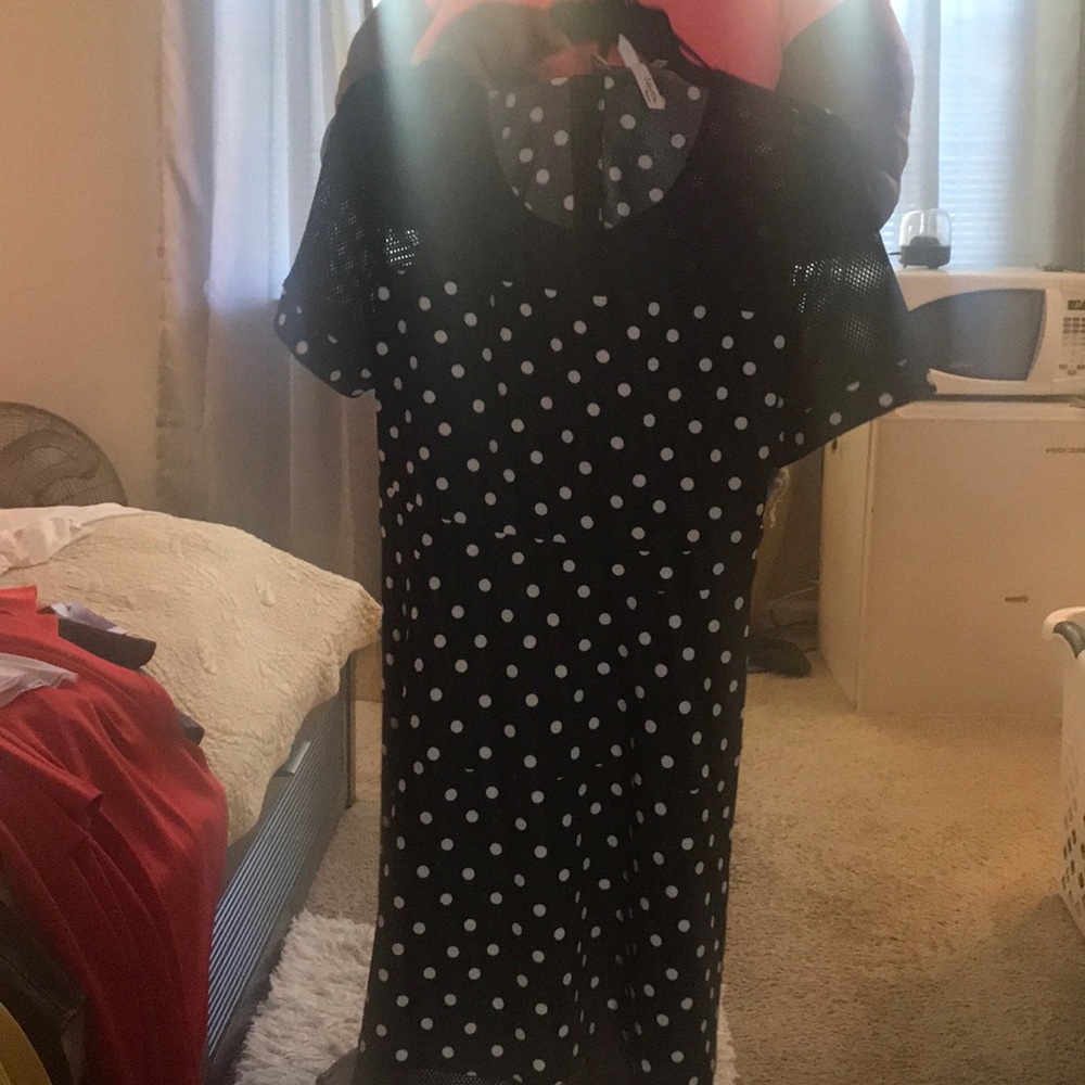 Black and white pokadot dress